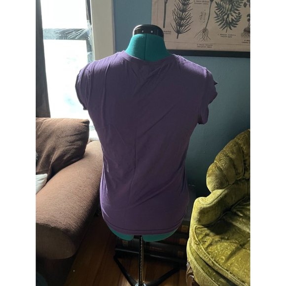 Unicorn on Pink Roller Skates Screenprinted Purple Shirt with Cutoff Sleeves - Picture 6 of 6